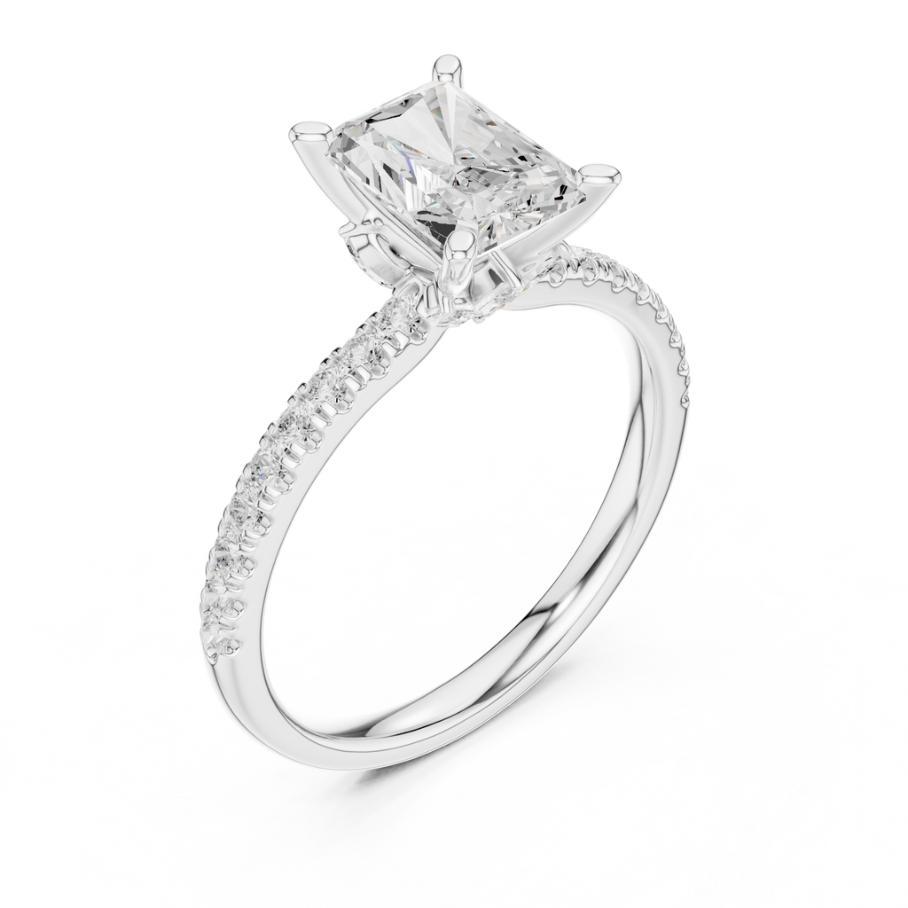 Radiant Cut Marquise Accent Diamond Engagement Ring