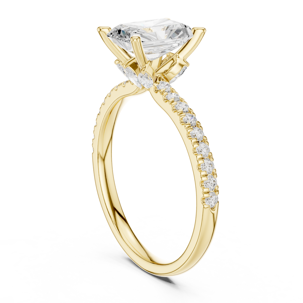 Radiant Cut Marquise Accent Diamond Engagement Ring