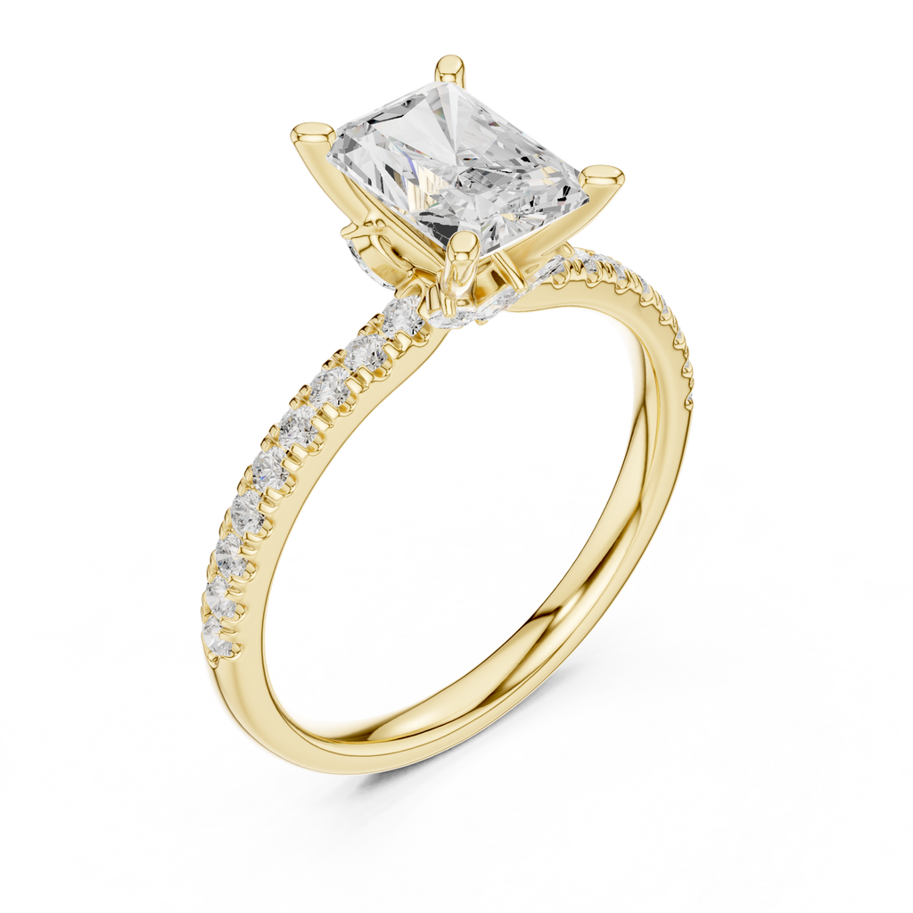 Radiant Cut Marquise Accent Diamond Engagement Ring