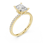 Radiant Cut Marquise Accent Diamond Engagement Ring