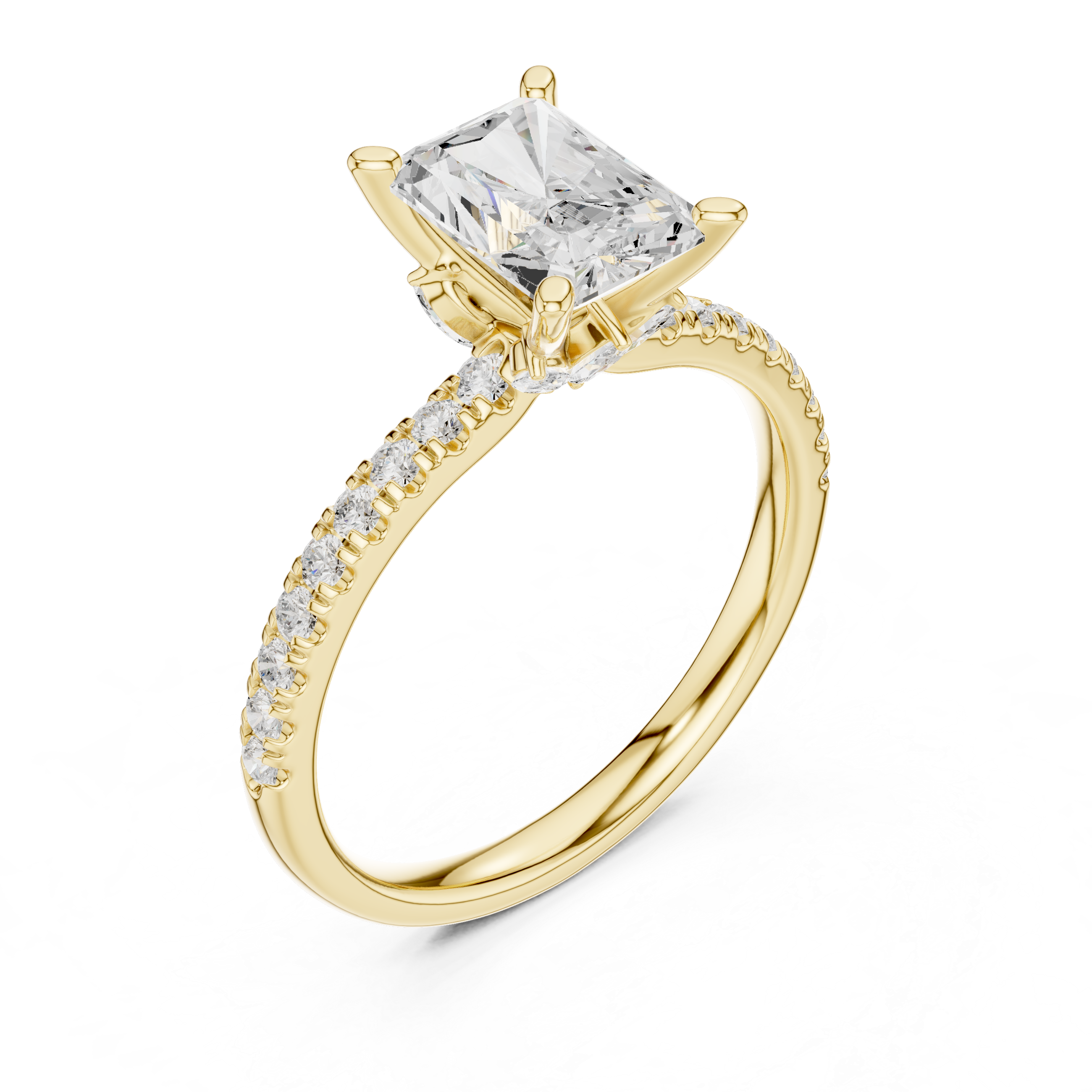 Radiant Cut Marquise Accent Diamond Engagement Ring