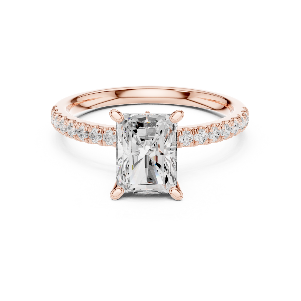 Radiant Cut Marquise Accent Diamond Engagement Ring