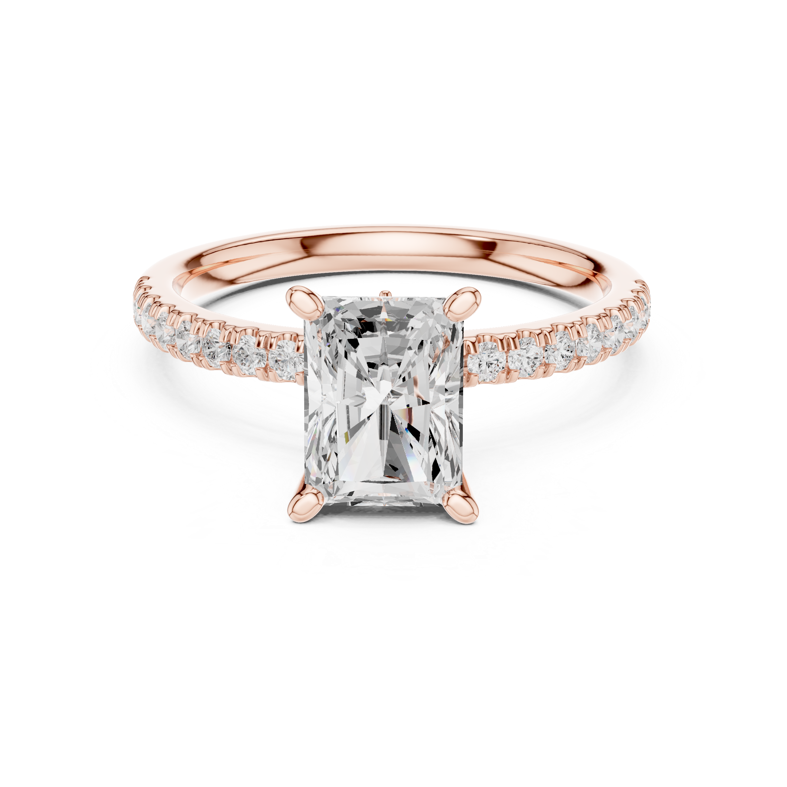 Radiant Cut Marquise Accent Diamond Engagement Ring
