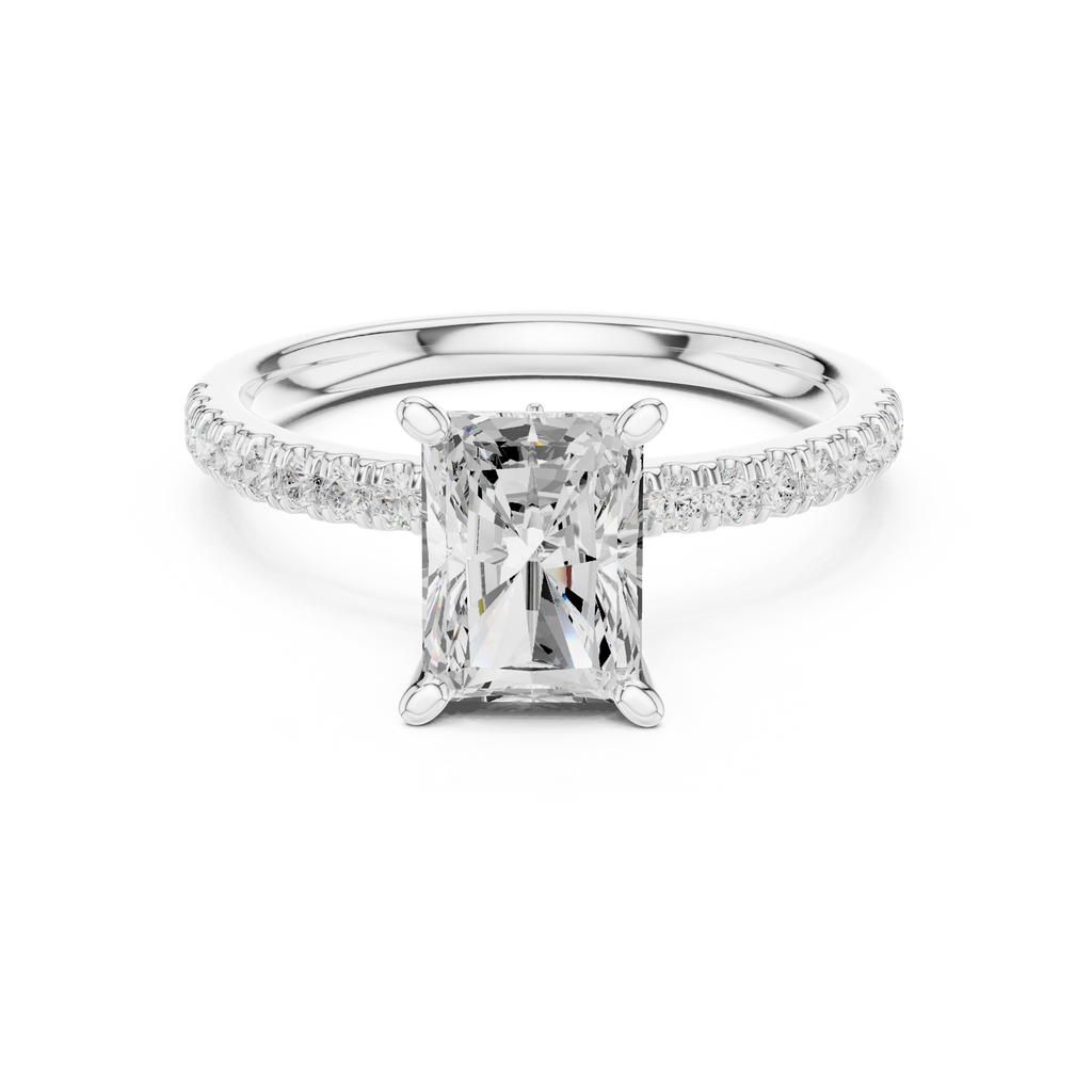 Radiant Cut Marquise Accent Diamond Engagement Ring