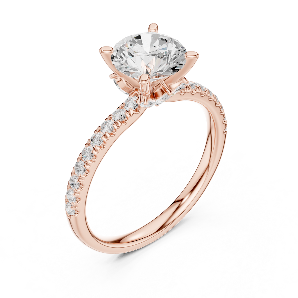 Round Brilliant Diamond Marquise Accent Solitaire Ring