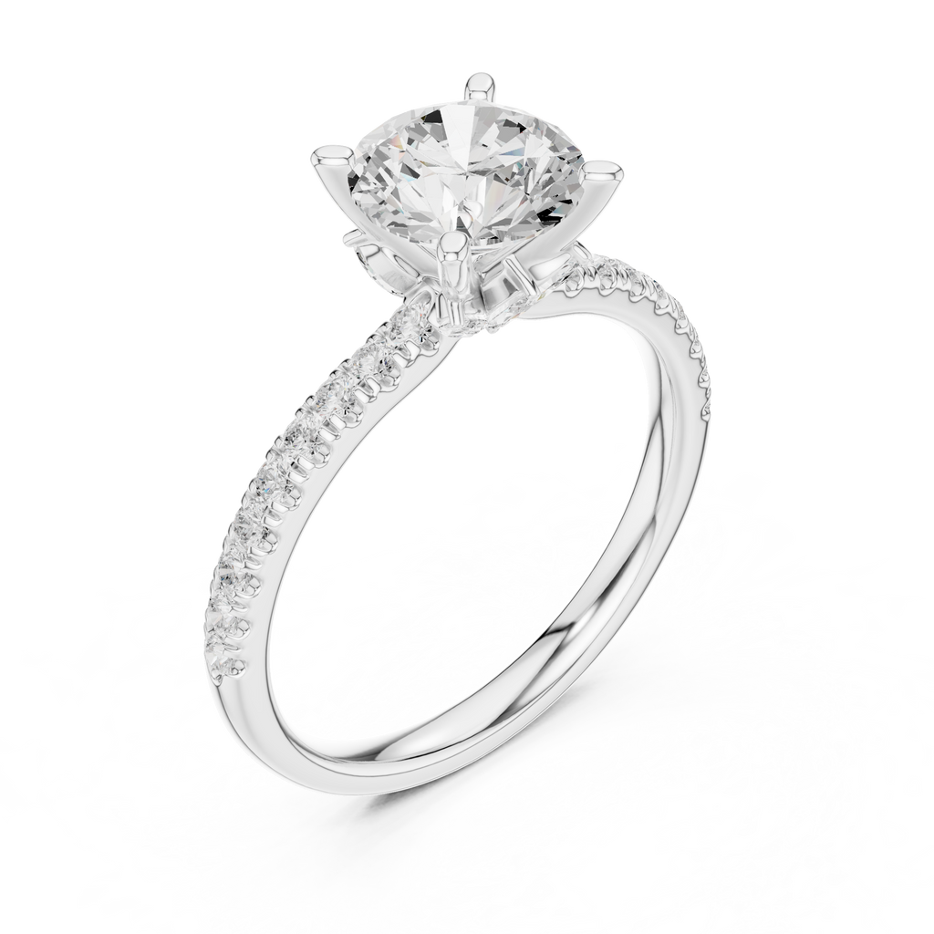 Round Brilliant Diamond Marquise Accent Solitaire Ring