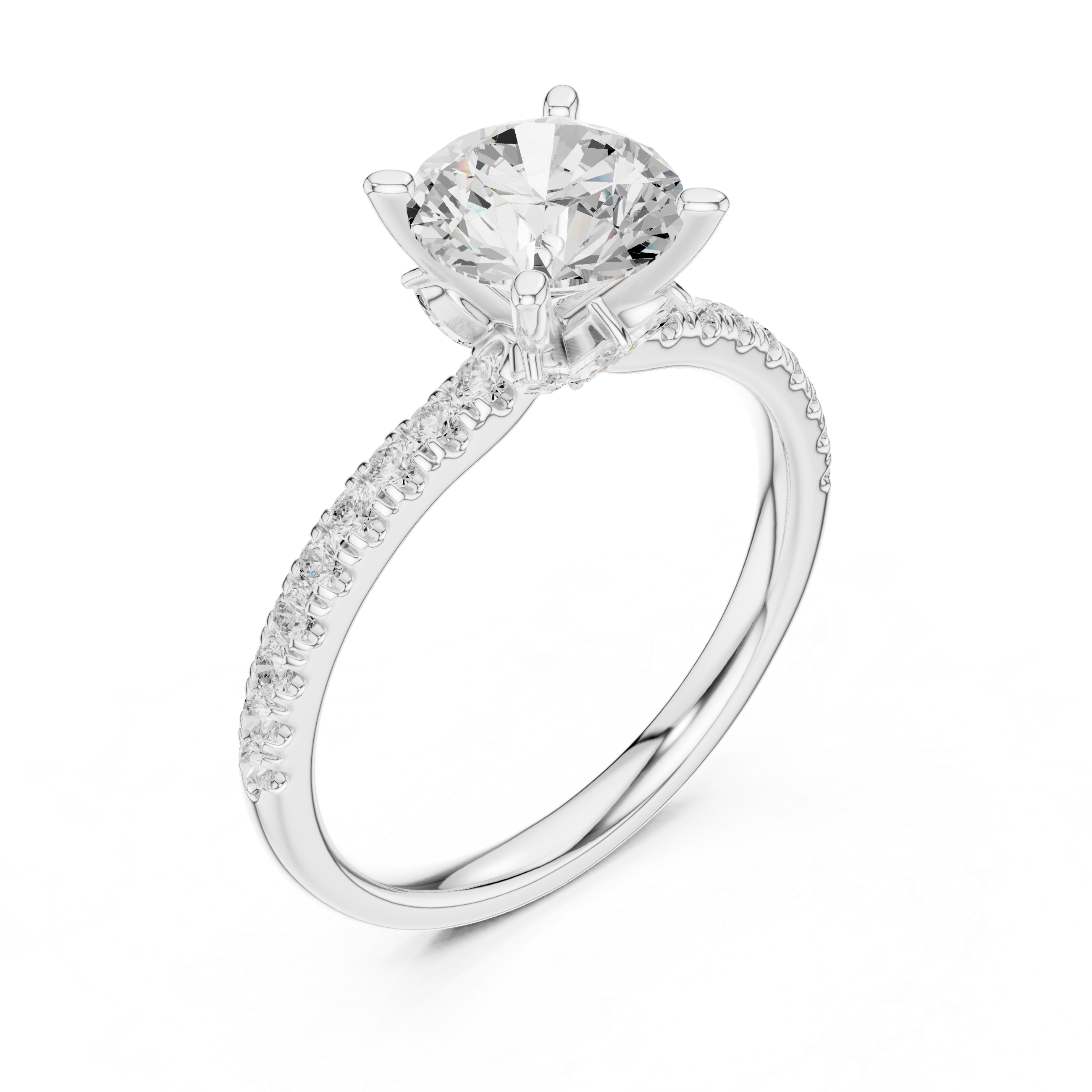 Round Brilliant Diamond Marquise Accent Solitaire Ring