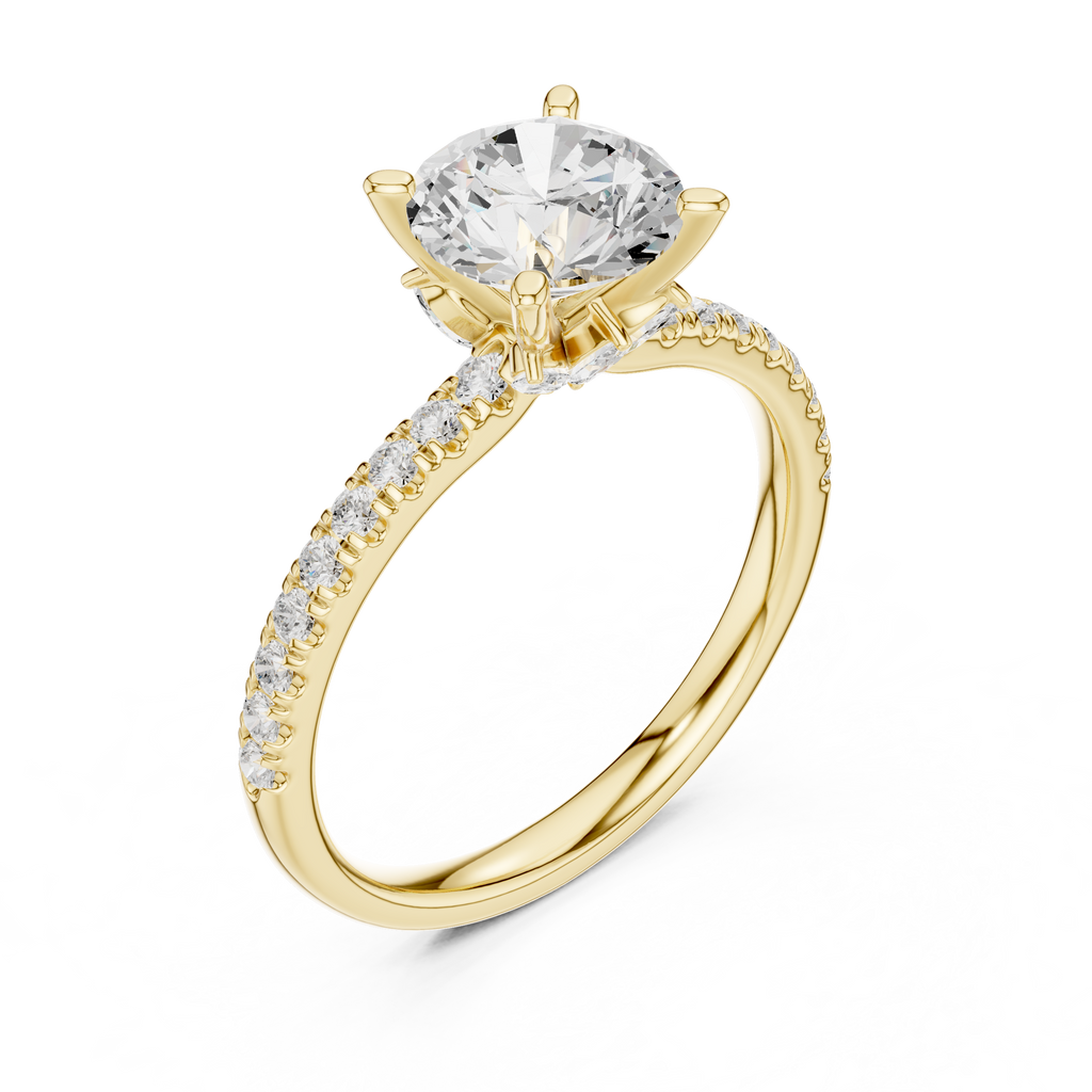 Round Brilliant Diamond Marquise Accent Solitaire Ring