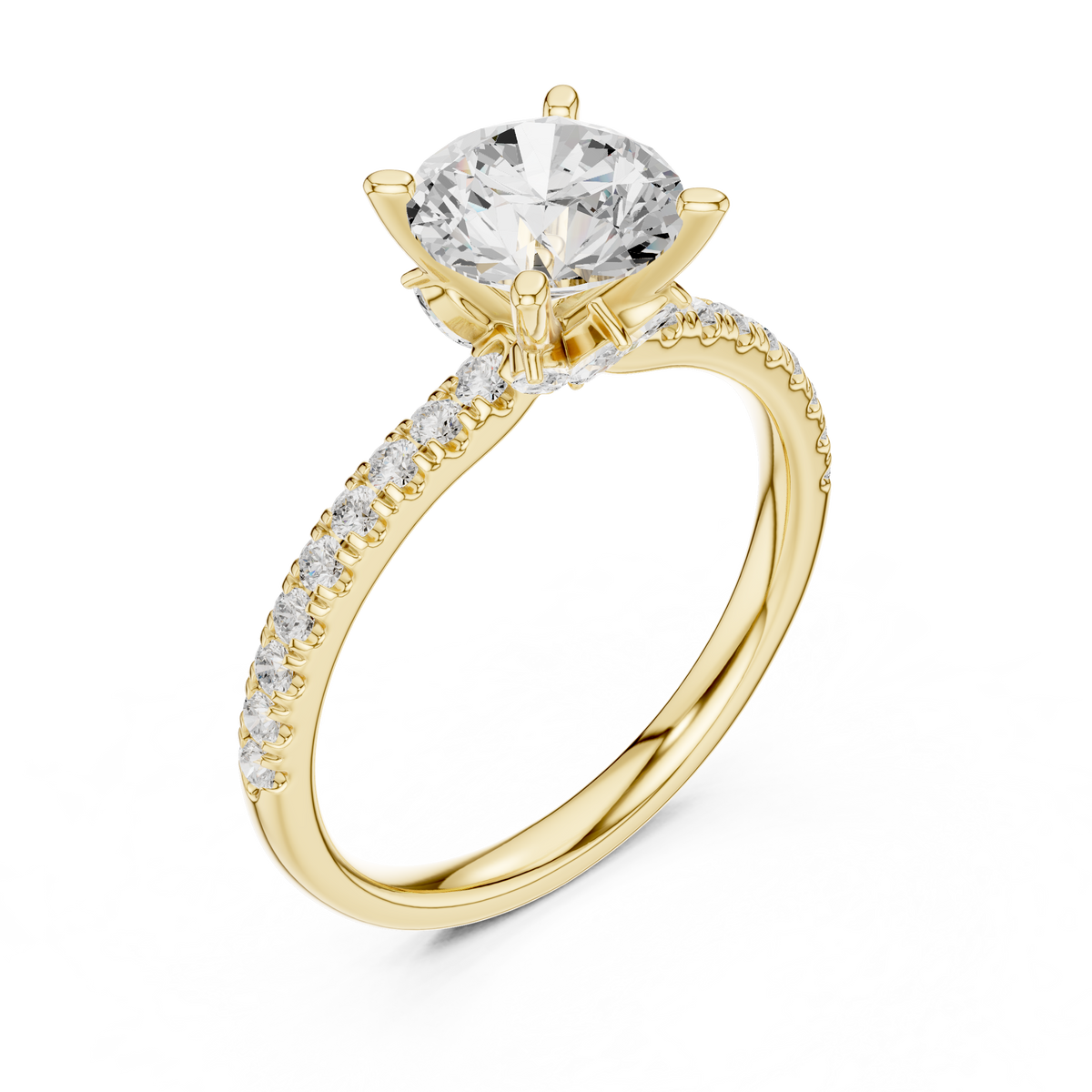 Round Brilliant Diamond Marquise Accent Solitaire Ring, studio shot — Jewelix Atelier