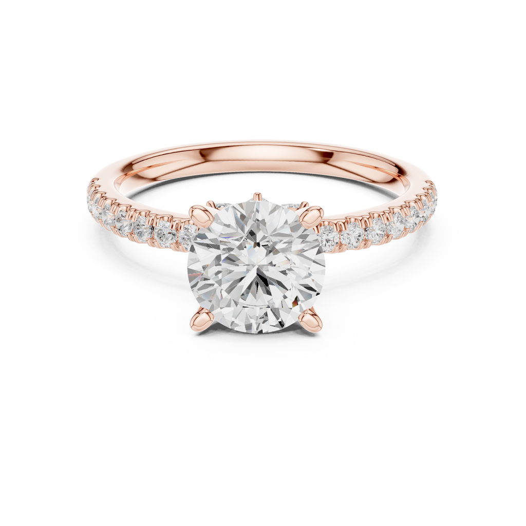 Round Brilliant Diamond Marquise Accent Solitaire Ring