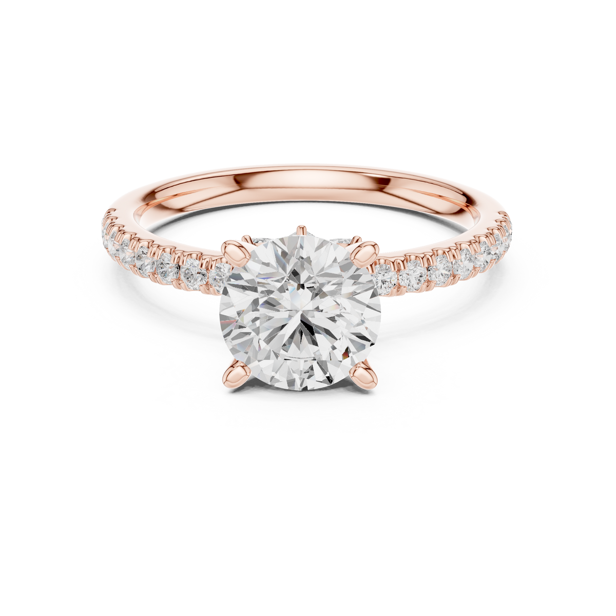 Round Brilliant Diamond Marquise Accent Solitaire Ring, gallery image — Jewelix Atelier