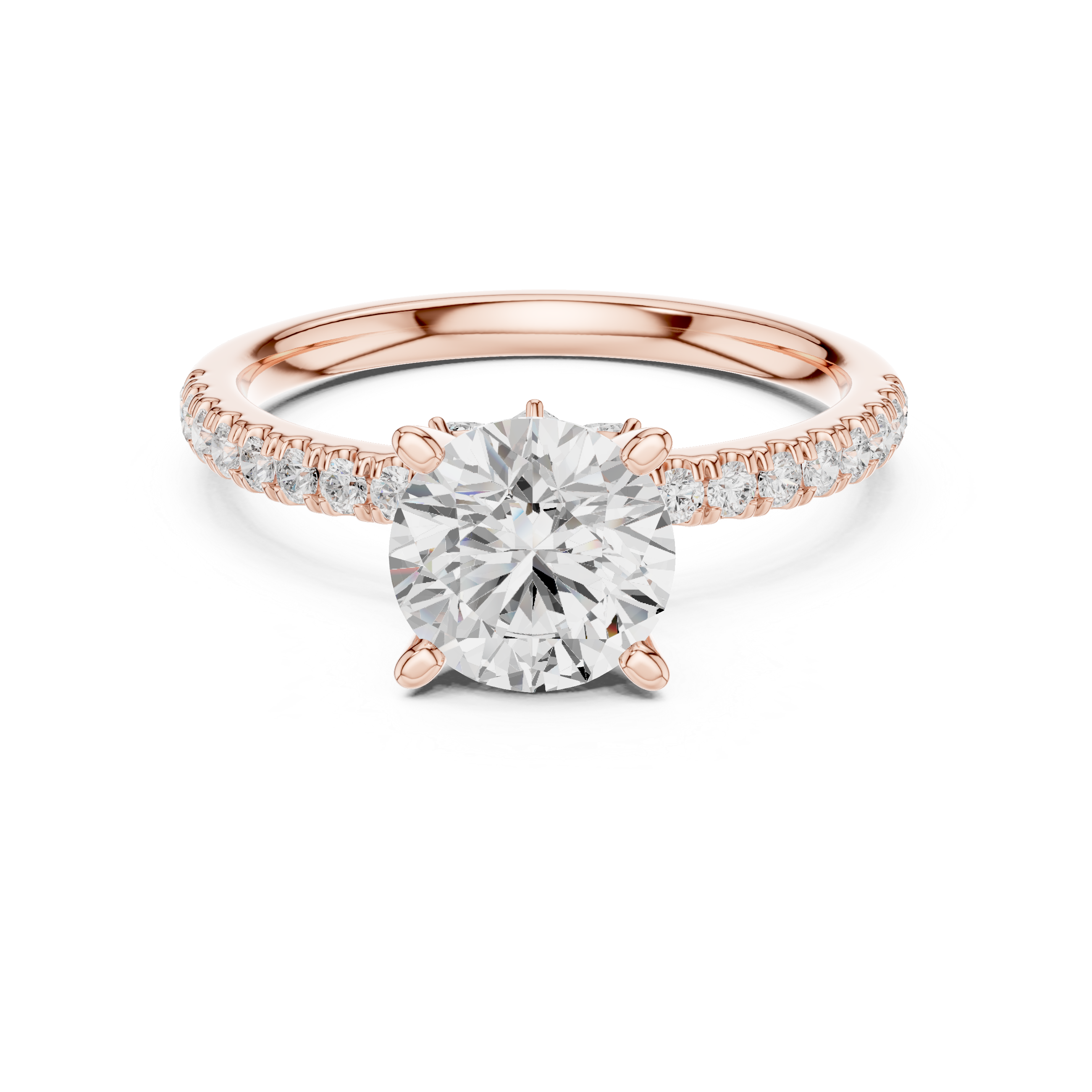 Round Brilliant Diamond Marquise Accent Solitaire Ring