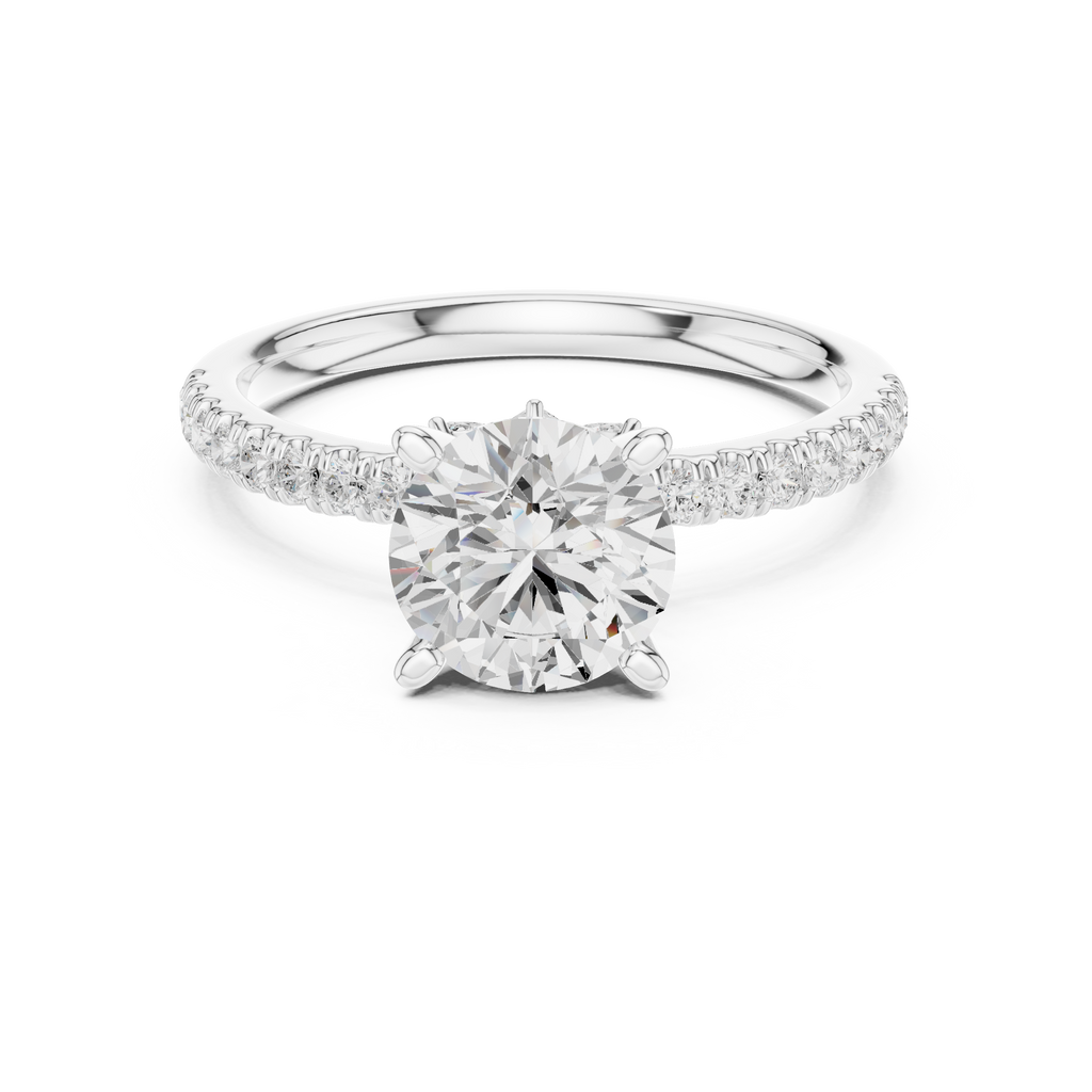 Round Brilliant Diamond Marquise Accent Solitaire Ring