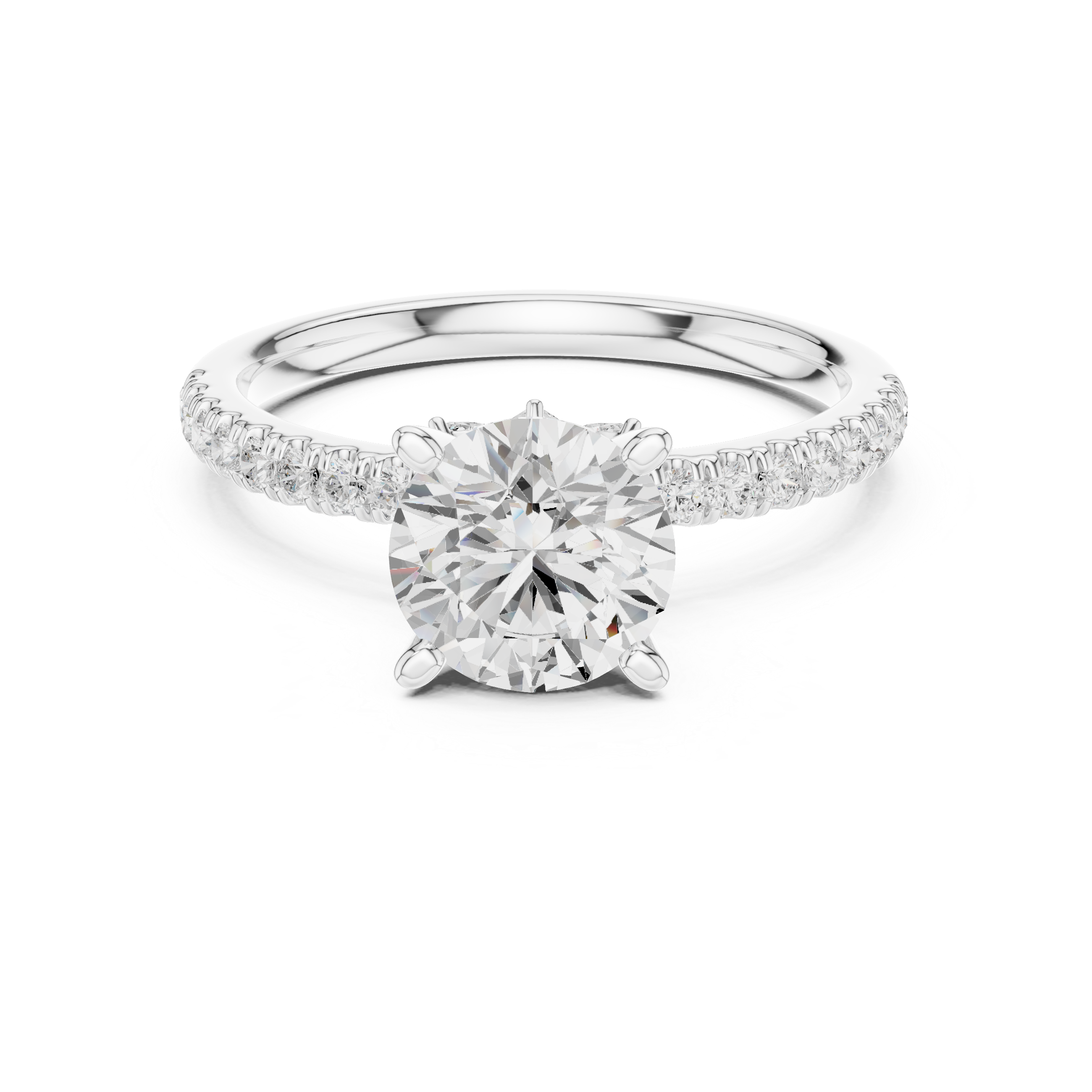 Round Brilliant Diamond Marquise Accent Solitaire Ring
