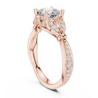 Vintage Cushion Cut Diamond Engagement Ring with Floral Leaf Gallery