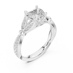 Vintage Heart Cut Diamond Engagement Ring with Floral Leaf Gallery