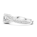 Vintage Heart Cut Diamond Engagement Ring with Floral Leaf Gallery