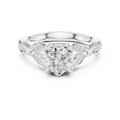 Vintage Heart Cut Diamond Engagement Ring with Floral Leaf Gallery