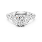 Vintage Heart Cut Diamond Engagement Ring with Floral Leaf Gallery