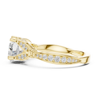 Vintage Heart Cut Diamond Engagement Ring with Floral Leaf Gallery