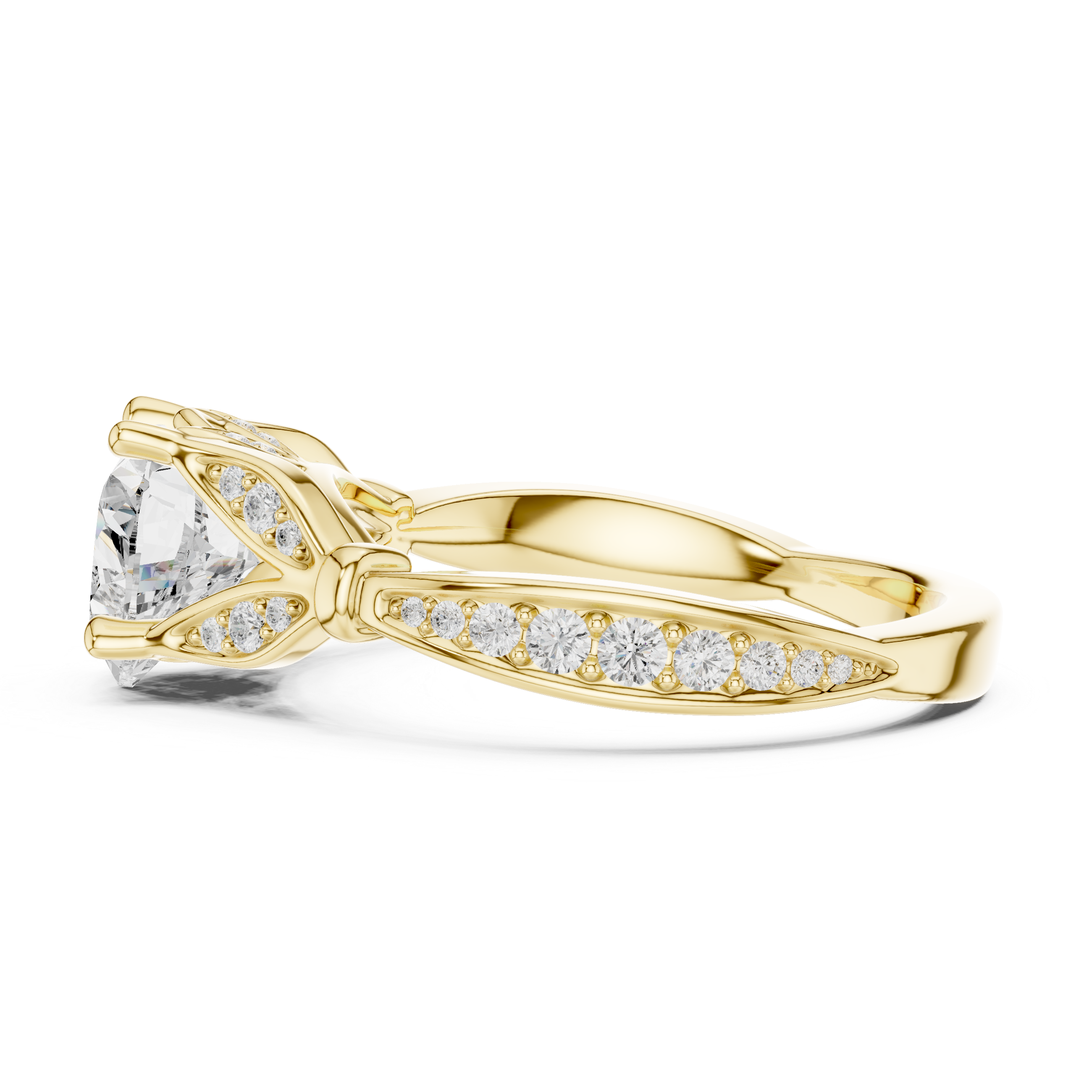 Vintage Heart Cut Diamond Engagement Ring with Floral Leaf Gallery