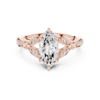 Vintage Marquise Cut Diamond Engagement Ring with Floral Leaf Gallery