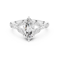 Vintage Marquise Cut Diamond Engagement Ring with Floral Leaf Gallery