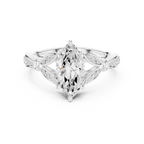 Vintage Marquise Cut Diamond Engagement Ring with Floral Leaf Gallery