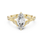 Vintage Marquise Cut Diamond Engagement Ring with Floral Leaf Gallery