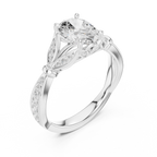 Vintage Oval Cut Diamond Engagement Ring with Floral Leaf Gallery