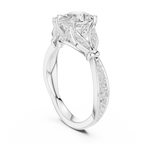 Vintage Pear Cut Diamond Engagement Ring with Leaf Pavé Gallery