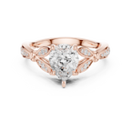 Vintage Pear Cut Diamond Engagement Ring with Leaf Pavé Gallery