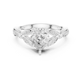Vintage Pear Cut Diamond Engagement Ring with Leaf Pavé Gallery