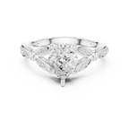 Vintage Pear Cut Diamond Engagement Ring with Leaf Pavé Gallery