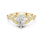 Vintage Pear Cut Diamond Engagement Ring with Leaf Pavé Gallery