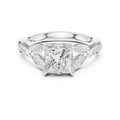 Vintage Princess Cut Diamond Engagement Ring with Leaf Gallery