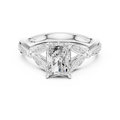 Vintage Radiant Cut Diamond Engagement Ring with Leaf Gallery