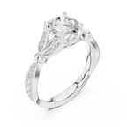 Vintage Round Cut Diamond Engagement Ring with Leaf Gallery