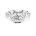 Vintage Round Cut Diamond Engagement Ring with Leaf Gallery
