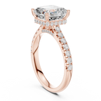Asscher Cut Hidden Halo Diamond Engagement Ring