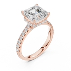 3.67 CT Asscher Cut Diamond Hidden Halo Pavé Engagement Ring