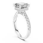 3.67 CT Asscher Cut Diamond Hidden Halo Pavé Engagement Ring