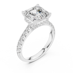3.67 CT Asscher Cut Diamond Hidden Halo Pavé Engagement Ring