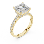 Asscher Cut Hidden Halo Diamond Engagement Ring