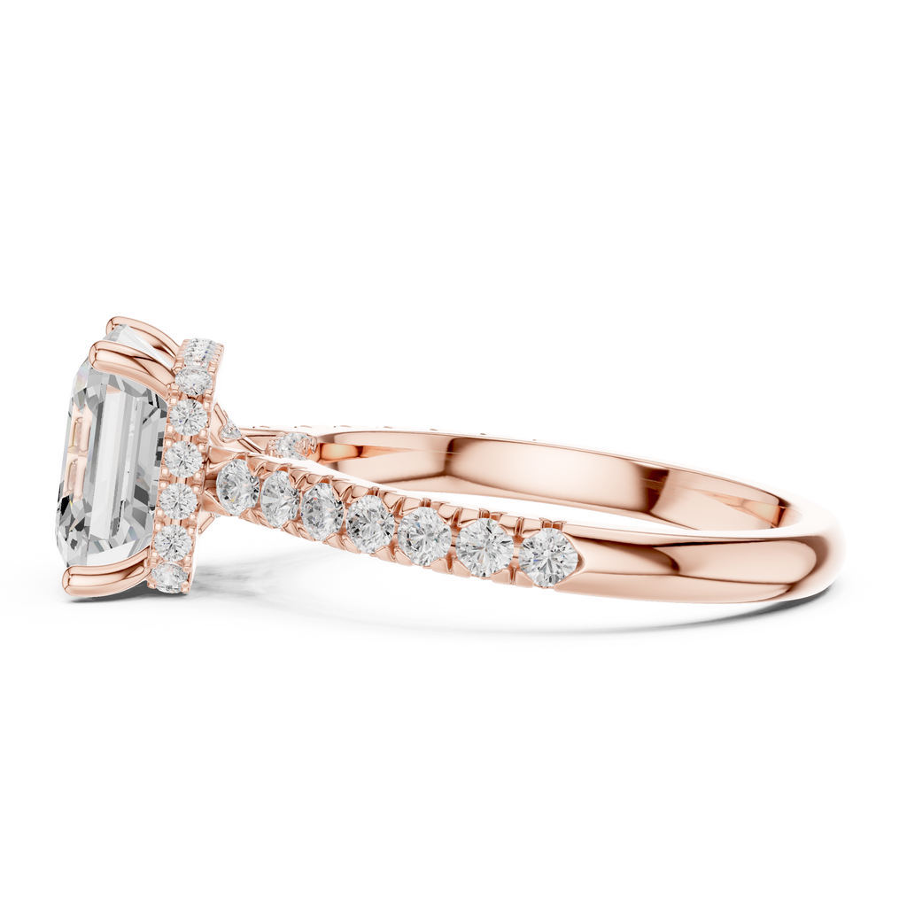 Asscher Cut Hidden Halo Diamond Engagement Ring