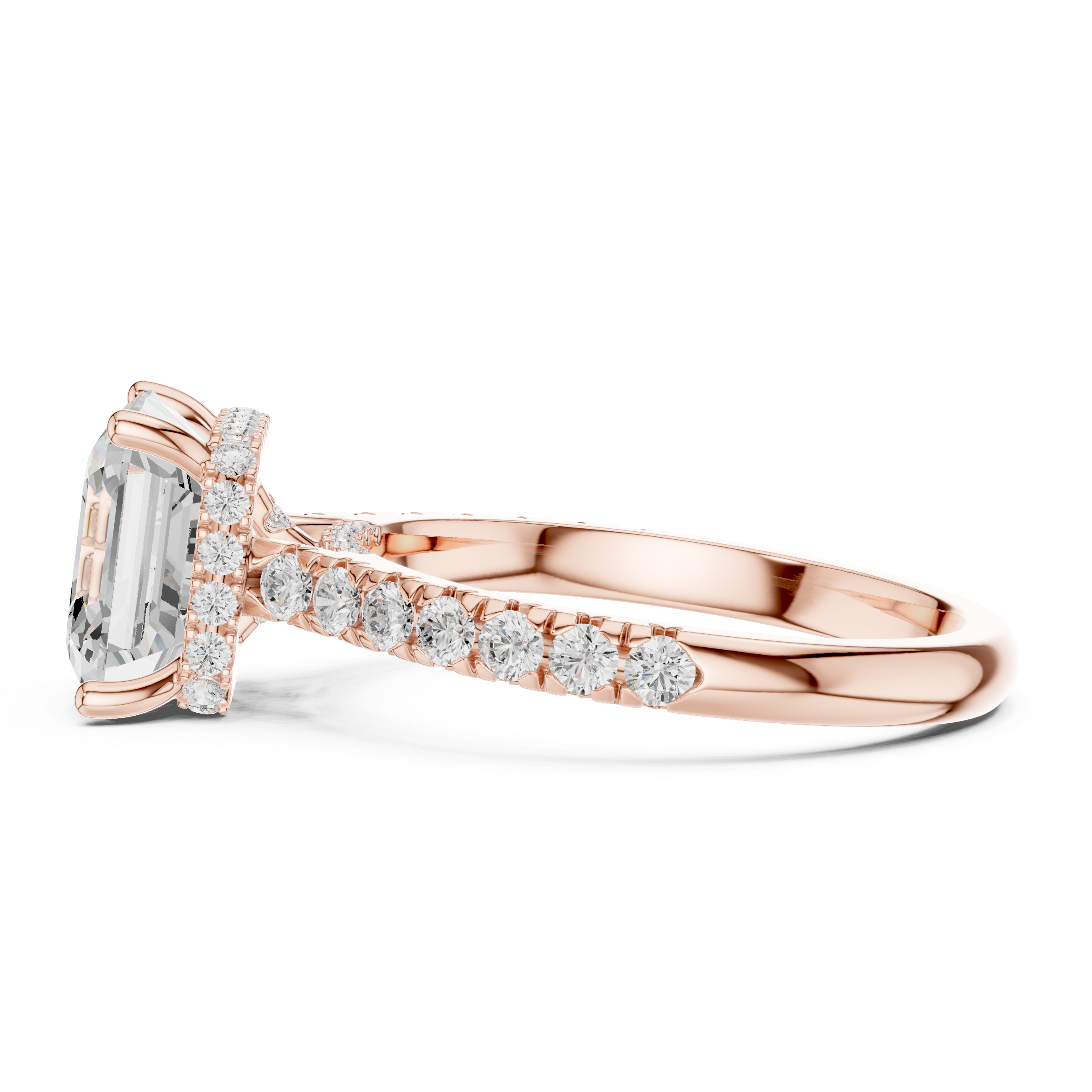 3.67 CT Asscher Cut Diamond Hidden Halo Pavé Engagement Ring