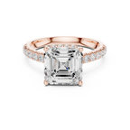 3.67 CT Asscher Cut Diamond Hidden Halo Pavé Engagement Ring
