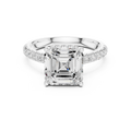 3.67 CT Asscher Cut Diamond Hidden Halo Pavé Engagement Ring
