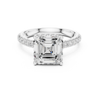 3.67 CT Asscher Cut Diamond Hidden Halo Pavé Engagement Ring
