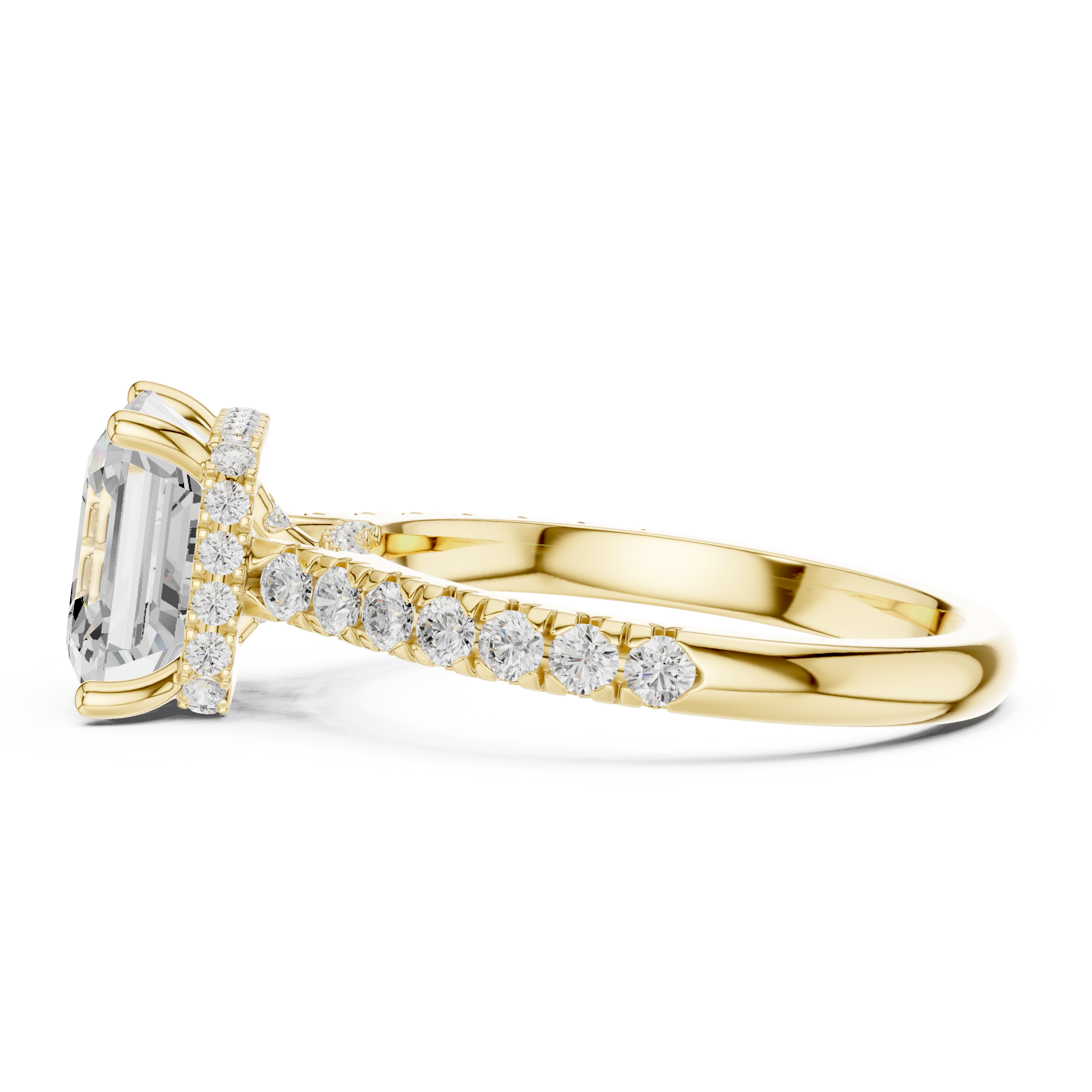 Asscher Cut Hidden Halo Diamond Engagement Ring